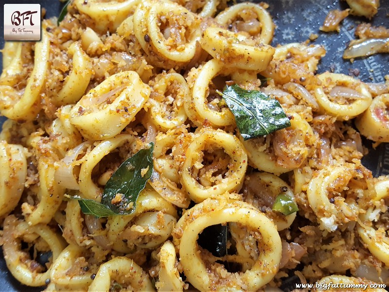 Preparation of Kerala Squid Coconut Stir Fry