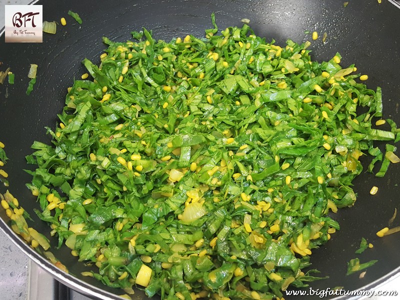 Preparation of Palak Moong Bhaji