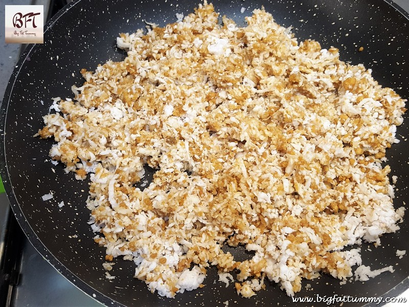 Making of Coconut Sugarcane Jaggery Filling for pancakes