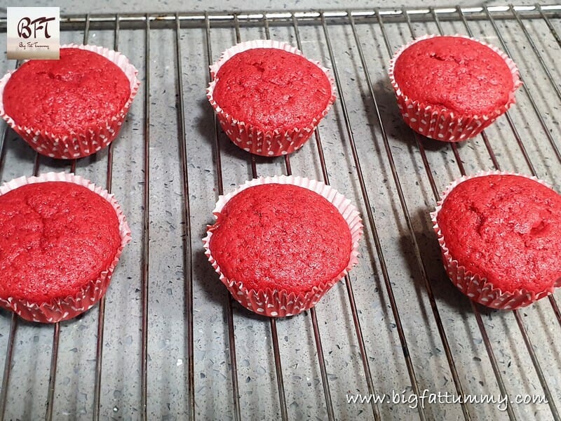 Making of Eggless Red Velvette Cupcakes with Cream Cheese Frosting
